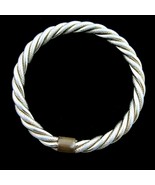 TWISTED Bangle BRACELET Vintage Silvertone Metal Smooth &amp; Textured  7 1/... - $14.99