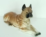 Ucagco Japan Ceramic Sitting Boxer Dog Brown 9&quot; Long Ceramic Figurine Re... - $24.74