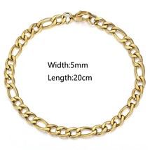 5/7/9mm Gold Color Bracelet for Men Women Stainless Steel Figaro Link Chain Wome - £11.26 GBP