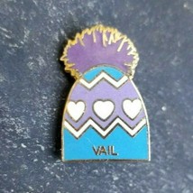 VAIL Resort Ski Beanie Cap Skiing Souvenir Vintage Travel Lapel Hat Pin Colorado - $11.99