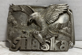 Alaska Belt Buckle 1985 Commemorative Bald Eagle Salmon Vintage  J&amp;H JHS... - $19.79