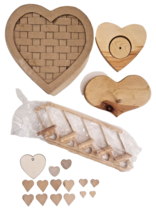 Heart Shaped Unfinished Wood Pieces For Crafts 19 Piece Heart Shaped Box - £14.77 GBP