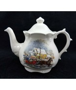 Vintage Price Kensington Porcelain Teapot Winter Scene Sleigh Ride Engla... - £31.54 GBP