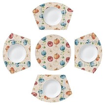 Pumpkin Placemats For Round Table Set Of 5 Maple Leaves Wedge Shaped Place Ma Ho - $69.22