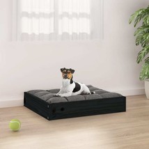 Dog Bed Black 51.5x44x9 cm Solid Wood Pine - £16.85 GBP