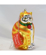 Fat Cat Mercury Glass Christmas Ornament Dept 56  8&quot; Huge Xmas - $29.39