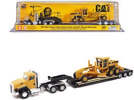 CAT Caterpillar CT660 Day Cab Tractor Yellow w Lowboy Trailer CAT 163H Motor Gra - £25.02 GBP