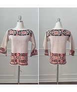 Vintage 70s Boat Neck 3/4 Sleeve Retro Boho Sweater Orange Brown S XS - €24,71 EUR