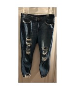 Judy Blue Jeans Women 18W Blue Denim Skinny Mid Rise Destroyed Raw Hem - $582.08 MXN