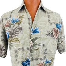 Hawaiian Aloha S Shirt Birds Of Paradise Orchid Hibiscus Palm Trees Leaves - £30.63 GBP