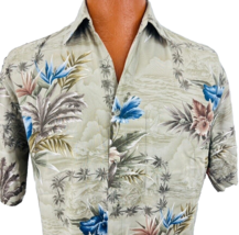 Hawaiian Aloha S Shirt Birds Of Paradise Orchid Hibiscus Palm Trees Leaves - $29.24