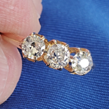 Earth mined Diamond Deco Anniversary Wedding Ring Victorian Antique Cushion band - £2,873.56 GBP