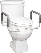 Carex 3.5 Inch Raised Toilet Seat With Arms - For Round, Support 250 Lbs. - £50.03 GBP