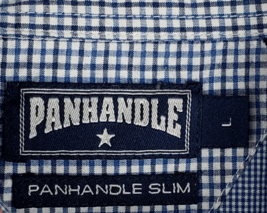 Panhandle Slim Blue White Mini Gingham Pearl Snap Western Mens Shirt Size L - £31.54 GBP