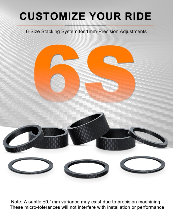 8PCS Carbon Fiber Headset Spacers, Matte Finish, Lightweight and Precision, Fits Item image 2