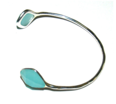 Stella &amp; Dot Serenity Stone Open Cuff Bracelet Turquoise Silver Tone - £13.52 GBP