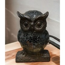Vintage Mosaic Crackle Glass Night Owl Table Nightstand Lamp - £19.67 GBP