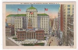Borough Hall Municipal Building Brooklyn New York 1951 postcard - $5.94