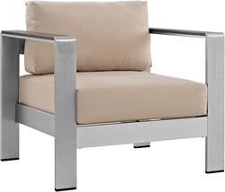 Modway Shore Aluminum Outdoor Patio Armchair In Silver Beige - $442.93