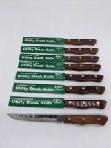 Vtg Set of 8 Utility/Steak Knifes 5 Inch Hollow Ground Stainless Mfg in ... - $20.56