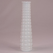 Vintage E. O. Brody White Milk Glass  Waffle Square Pattern MCM Bud Vase Floral - $9.28