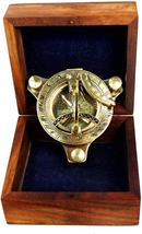 3&quot; Brass Sundial Compass West London with Wooden Box Rustic Vintage Home... - £23.10 GBP