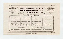 Portofino Vette Gran Ristorante Grand Hotel Brochure Genoa Italy Panoram... - £22.13 GBP