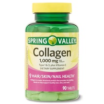 Spring Valley Collagen Type 1 &amp; 3 Plus Vitamin C 1,000 mg 90 Tablets - £19.67 GBP