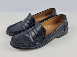 Studio Belvedere Mens Michelle Black Leather Slip On Penny Loafer Shoe 9... - $26.13
