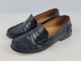 Studio Belvedere Mens Michelle Black Leather Slip On Penny Loafer Shoe 9 1/2D VG - £21.01 GBP