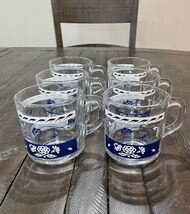 Anchor Hocking Clear Glass Blue Old Blue Onion Floral Scene Mugs Set Of ... - $62.18 CAD