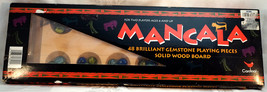 Mancala Solid Wood Game Board with Glass &quot;Gemstone&quot; Playing Pieces Sealed - £26.13 GBP