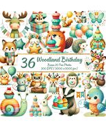 Woodland Animal Birthday Clipart – 36 Forest Party PNG Graphics (Digital... - $5.07 CAD
