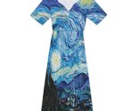 Woman&#39;s Starry Night Art V-Neck Mid Knee Length Dress (Size S to 5XL) - $34.00