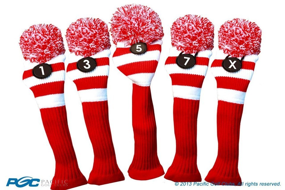 NEW 1 3 5 7 X RED WHITE KNIT golf club Headcover Head covers Set angels ... - $52.12