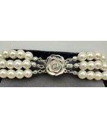 Vintage Triple-Strand Faux Pearl Necklace 15–17″ 14/20 Gold-Filled Rose ... - $34.99