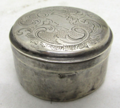 Antique Engraved Sterling Silver Round Pill Box 14.9g  - $226.71