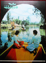 Original Poster Mexico Xochimilco Lake Canal Trajinera Boat Pair Nature ... - $36.05