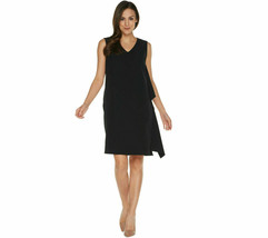 Linea by Louis Dell&#39;Olio Sleeveless Dress with Cascade Black Petite 4 A3... - £10.16 GBP