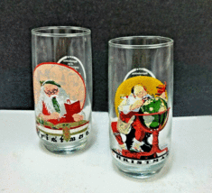 Vintage Coca Cola Santa Glasses Norman Rockwell Saturday Evening Post Set of 2   - $18.97