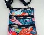 LeSportsac Crossbody Triple Zip Bag Multicolor Floral Flowers Tropical B... - $24.06