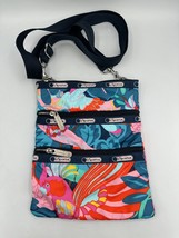 LeSportsac Crossbody Triple Zip Bag Multicolor Floral Flowers Tropical B... - £18.93 GBP