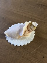 New born sleeping baby girl in peach petal. Fondant Baby cake topper. Bi... - $10.00