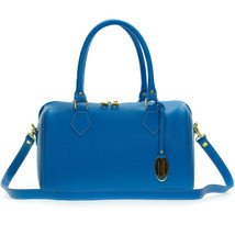 Giordano Italian Made Bright Azure Blue Leather Structured Satchel Handb... - £229.39 GBP