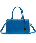 Giordano Italian Made Bright Azure Blue Leather Structured Satchel Handb... - £230.25 GBP