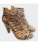 LOEFFLER RANDALL Strappy Snake Leather Platform Heels Size 9 cream/brown... - €63,80 EUR