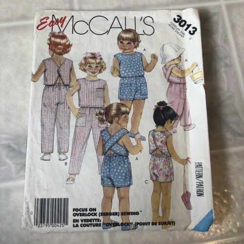 McCall’s easy Serger # 3013 Girls Tops And Pull On Pants Two Lengths Size 4 - $12.80