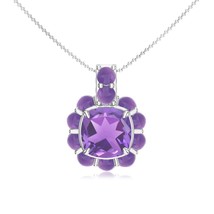 Amethyst Halo Pendant Necklace Jewelry in 14k White Gold Finish 925 Silver - $90.99 CAD