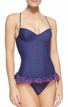 Marc Jacobs Chrissie&#39;s 1 Pc Bathing Suit Skirted Swimdress Blue Pink $173 *Nwt* - £44.58 GBP