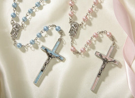 Mother Son Pink and Blue Rosary (one of each) with two prayer Cards and ... - £17.49 GBP